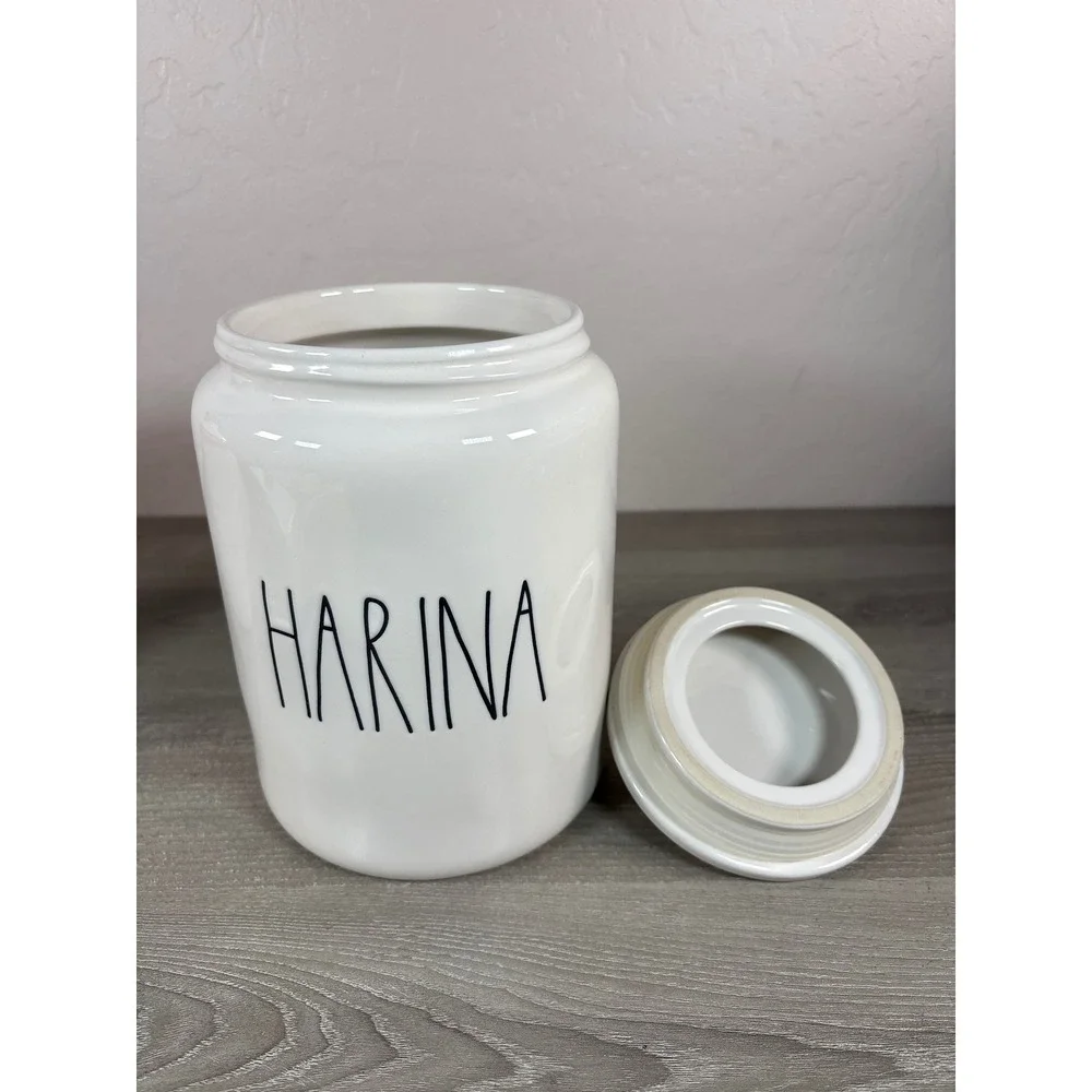 Rae Dunn Harina Flour Canister White Ceramic Spanish Collection Farmhouse Decor